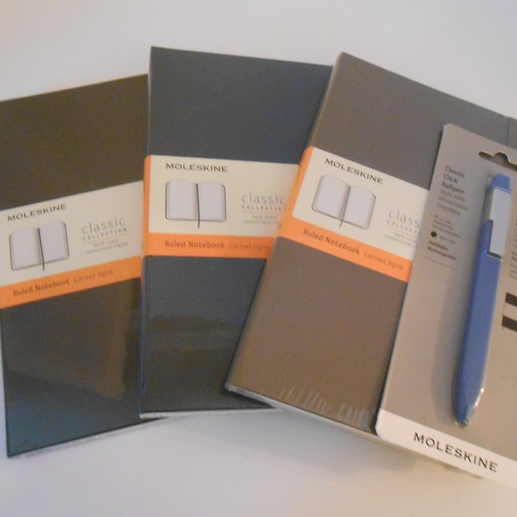 moleskine Other - Lot 3 Moleskine Ruled Hard cover notebooks and pen